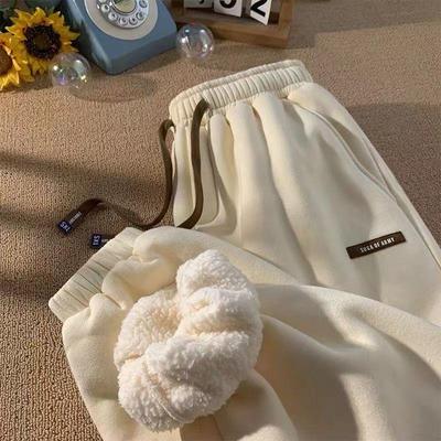 Herbst Winter Jogginghose Frauen Warme Hosen Casual Hosen Lose Lamm Länge Hosen Warme Sport Hosen