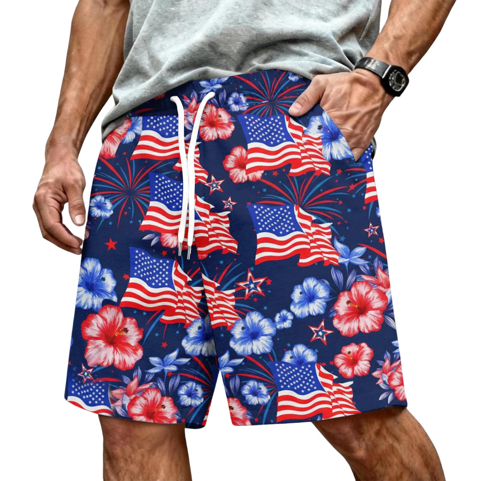 Men s Casual Drawstring Waist Shorts Lightweight Quick Dry Beachwear with All Over Print Relaxed Fit Suitable for Outdoor Activities XL
