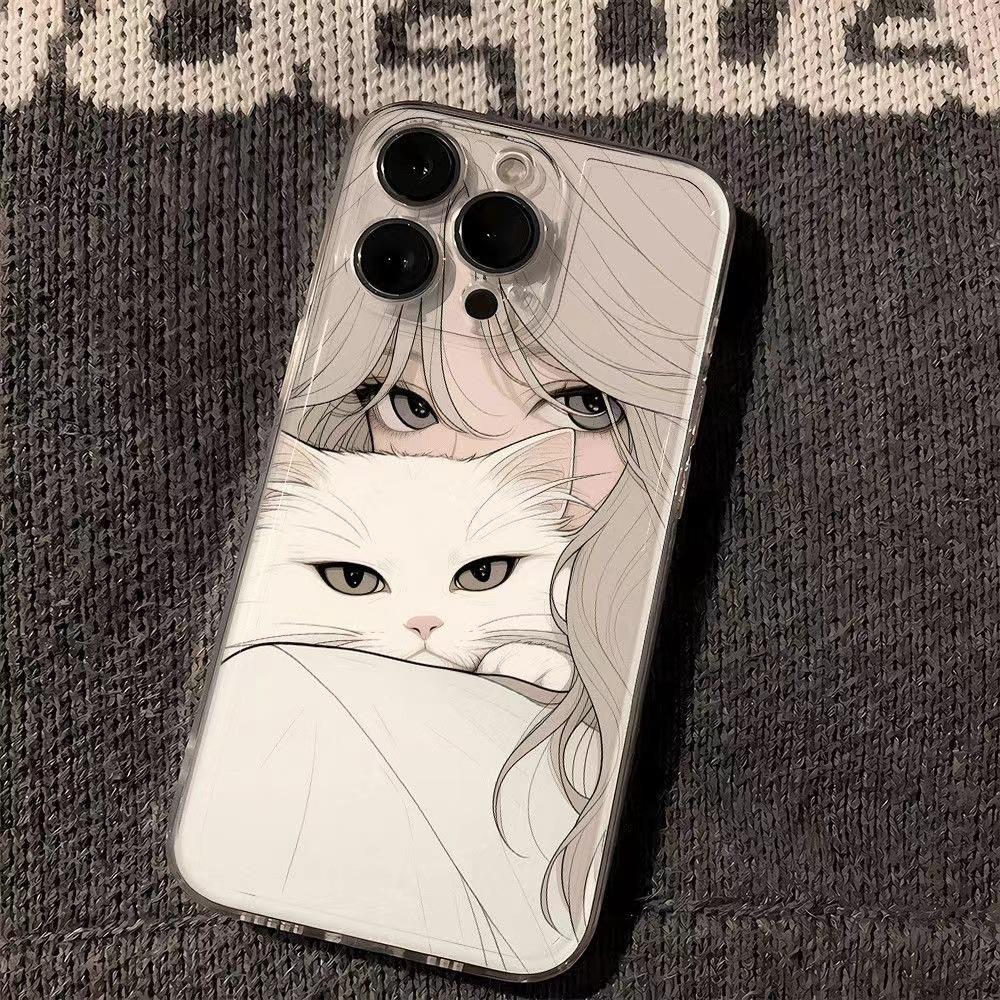 Couple Cat Mobile Phone Case All-inclusive for Apple iPhone15Pro Mobile Phone case/16PRO/14/15/13 XR
