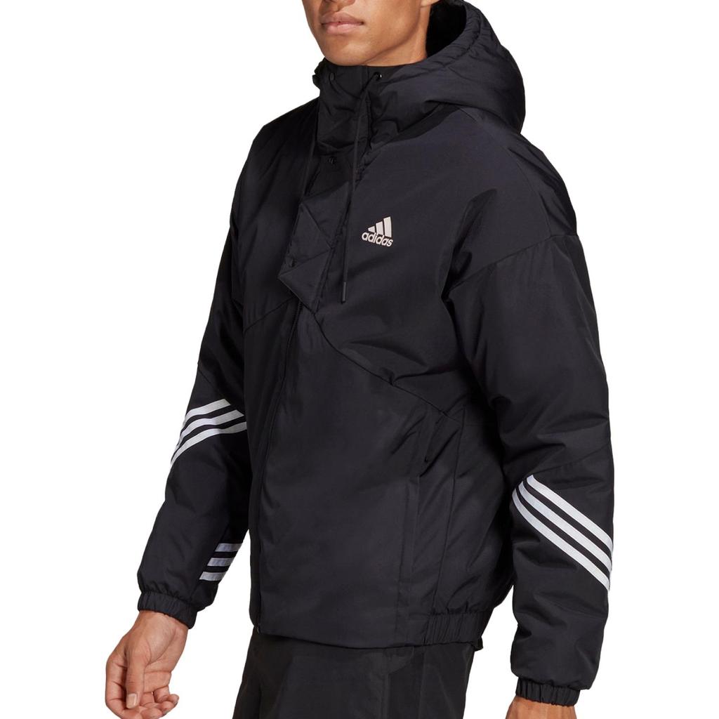 Adidas Color Block Logo Print Hooded Long Sleeve Cotton Jacket Men Jackets Black H50969