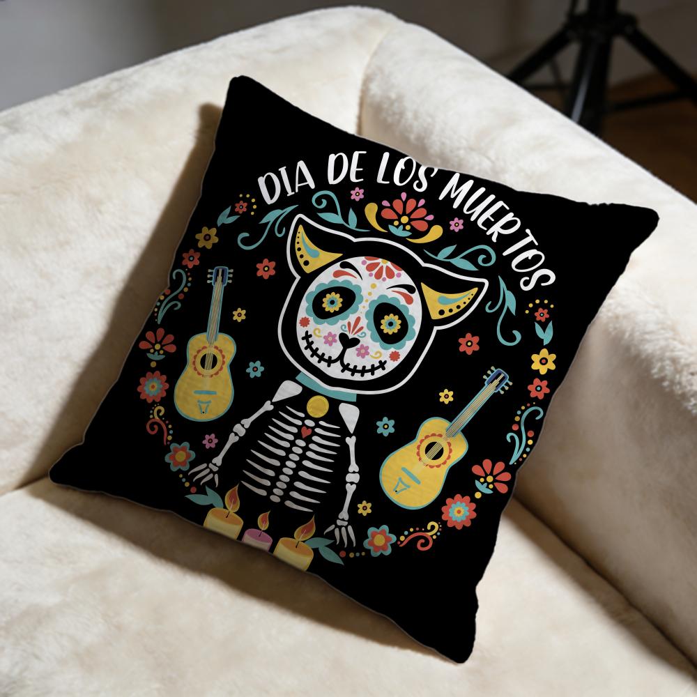 Easter Flower Skeleton Cushion Cover Soft Decorative Pillow Case Suitable For Bedroom Sofa Car Travel Use