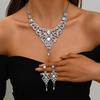 Elegant Rhinestone Floral Jewelry Set: European & American Bride Necklace & Earrings for High-End Parties