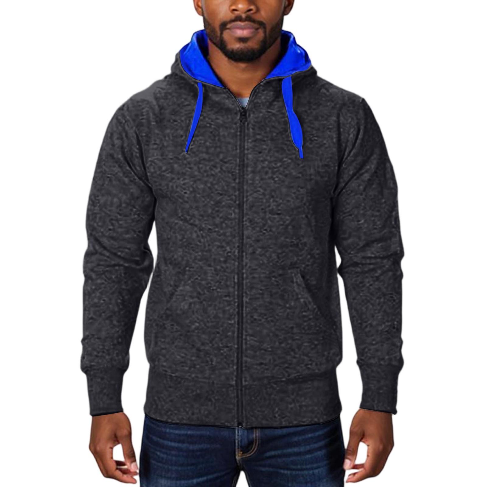 

Men s Hooded Sweatshirt, Contrasting Color Sweatshirt, Sports Zipper Casual Jacket L