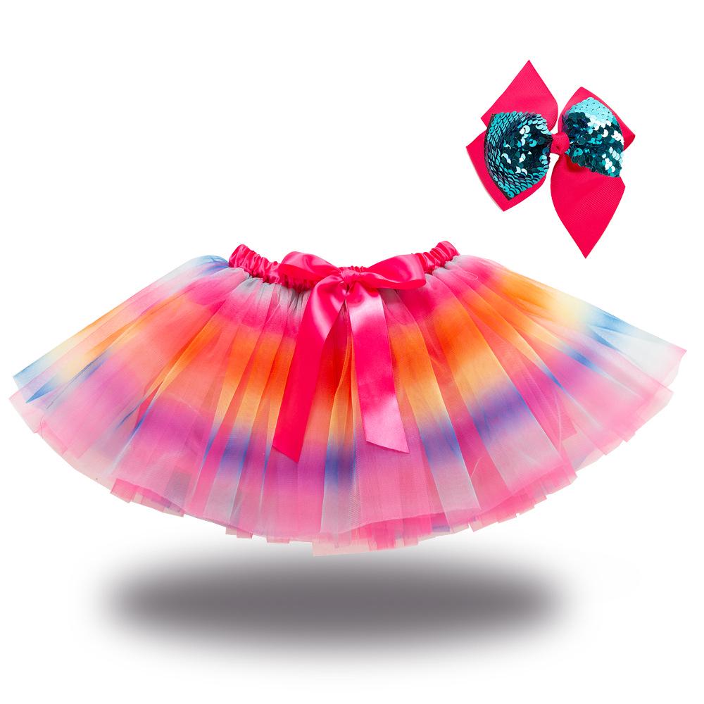 Girls' Star and Moon Mesh Tutu Skirt Set with Bow Hair Clips