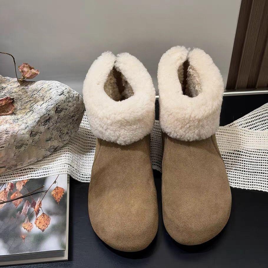 Niche design sense fleece warm versatile snow boots women's season French comfortable short boots