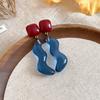 Vintage Color Block Resin Drop Earrings Women Irregular Wavy Dangle Earrings Fresh Cute Sweet Daily Wear Holiday Jewelry Gifts