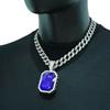 European and American Jewelry Fashion Square Colored Gemstone Necklace Pendant for Men, Hip-hop Style, Full Diamond Cuban Chain Necklace, Unisex