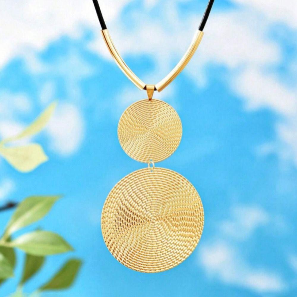 Rope Chain Vintage Pendant Necklace Large Round Necklace Jewelry  Holiday Party Gift