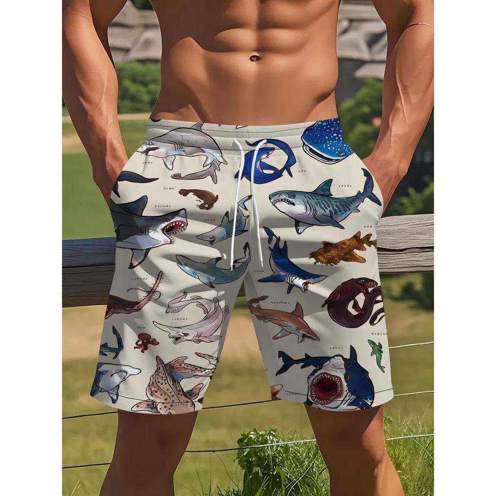 Fashionable Comfortable Plus Size Drawstring Loose 3D Shorts Men Creative Colorful Summer Leisure Holiday Cool Daily Versatile Shorts