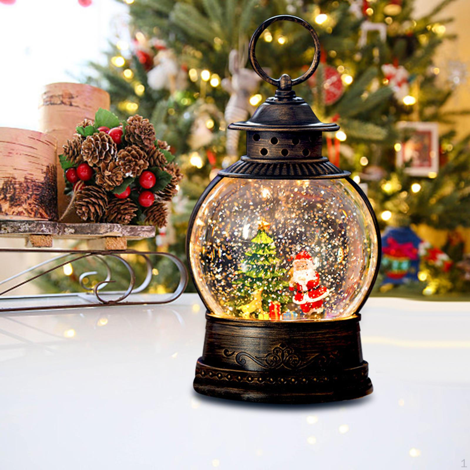 Elegant Snowfall Lantern for Winter Festive Decor - 8inch Height Santa Tree