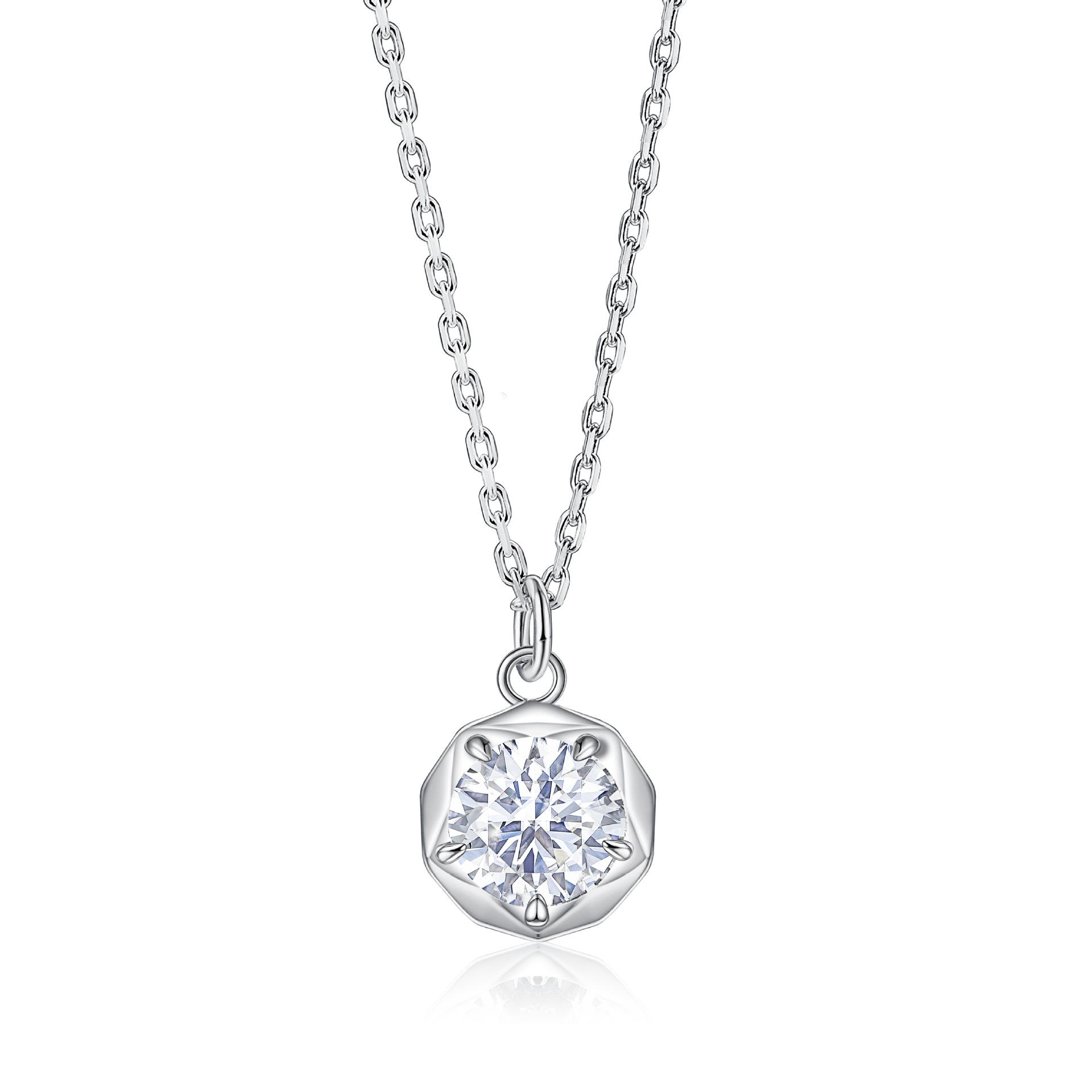 Pendant European and American Women s 1 Carat Zircon 925 Sterling Silver Necklace Jewelry Sterling Silver Necklace 925 silver платиновый