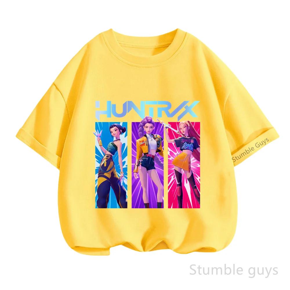 

Kpop Demon Hunters T-Shirt Kids Short Sleeve Casual Fashion Summer Boys Girls Anime Clothes 110