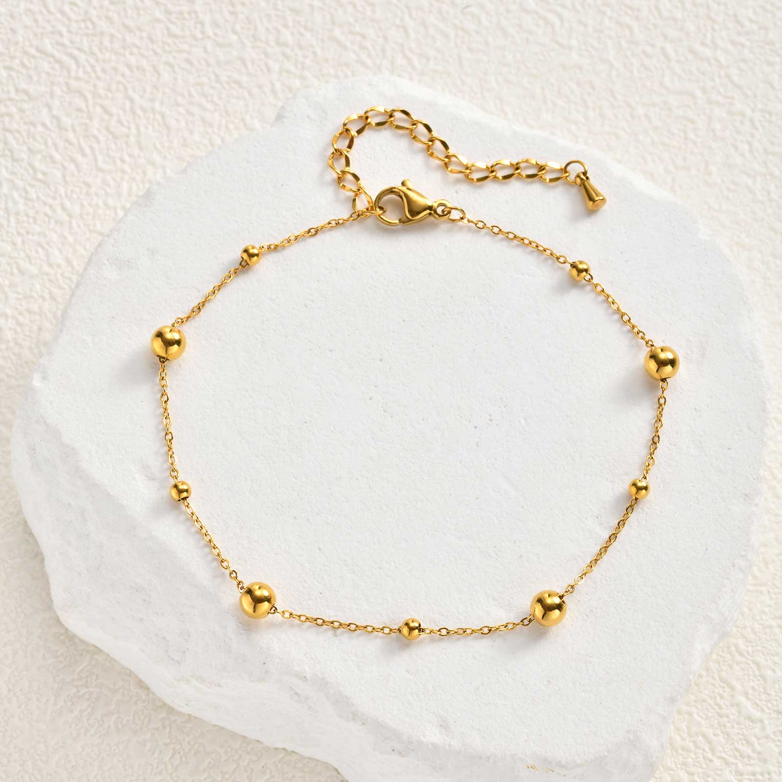 

Minimalist Bead Anklet for Women,18K Gold Plated Stainless Steel Flat Rolo Chain Anklets,Fashion Jewelry Gift
