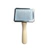 Pet Pin Brush with Wooden Handle - Stainless Steel Dog & Cat Comb for Detangling and Removing Loose Hair
