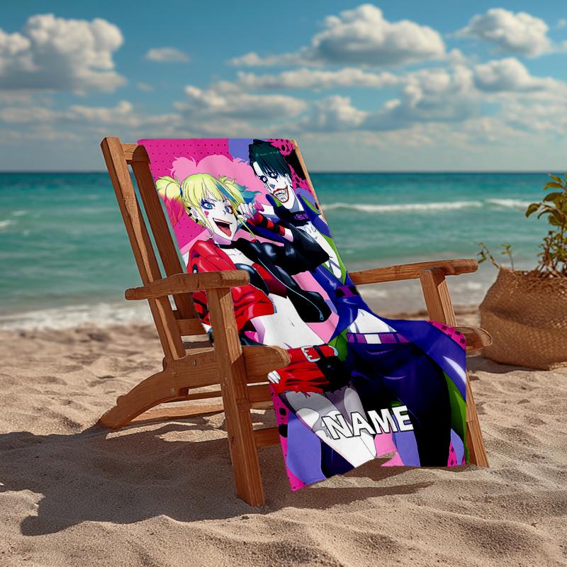Custom Name Ultra-Soft Beach Towel with Joker Theme,Ideal for Pool - Camping, Diving - Perfect Travel Essential, Vibrant Beach Towel.