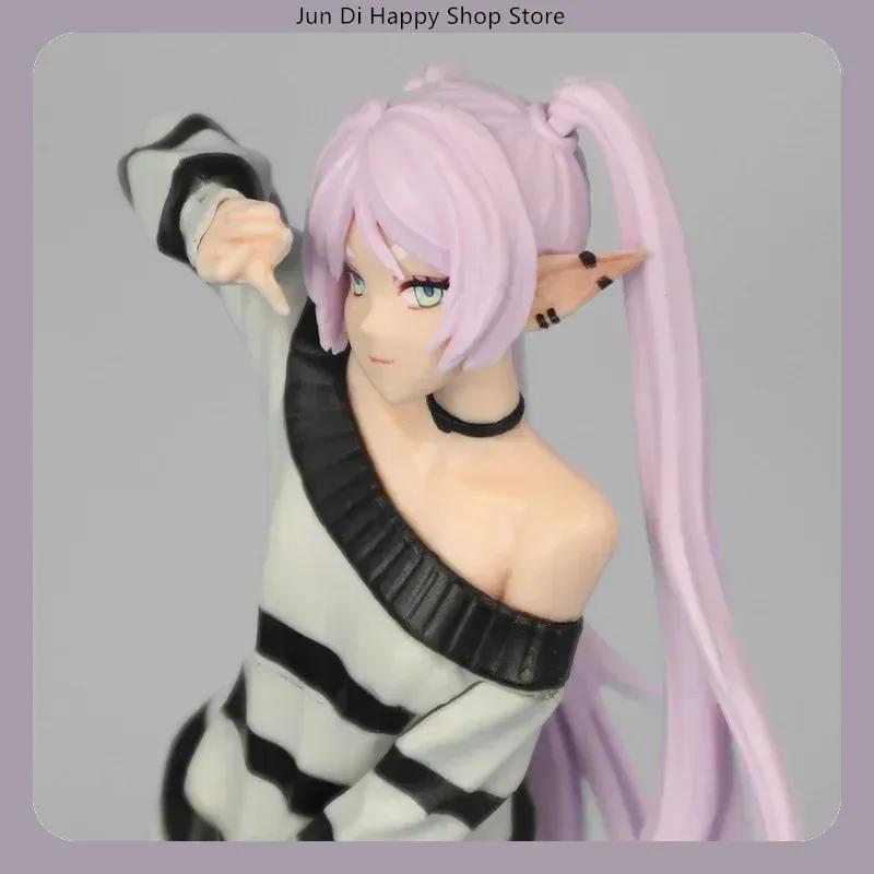 18,5cm Anime Sammelfigur - Frieren: Jenseits des Endes der Reise Lässiges gestreiftes Outfit Siegerpose PVC Modell Statue Schreibtisch Geschenk