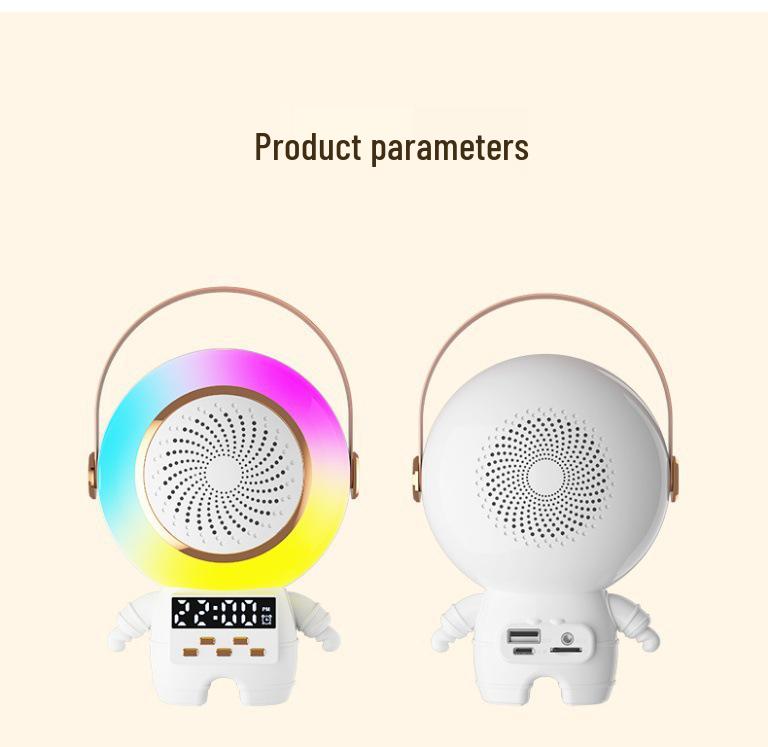 Astronaut Bluetooth Speaker & Power Bank with Wireless Microphone, Alarm Clock, and Atmosphere Light.