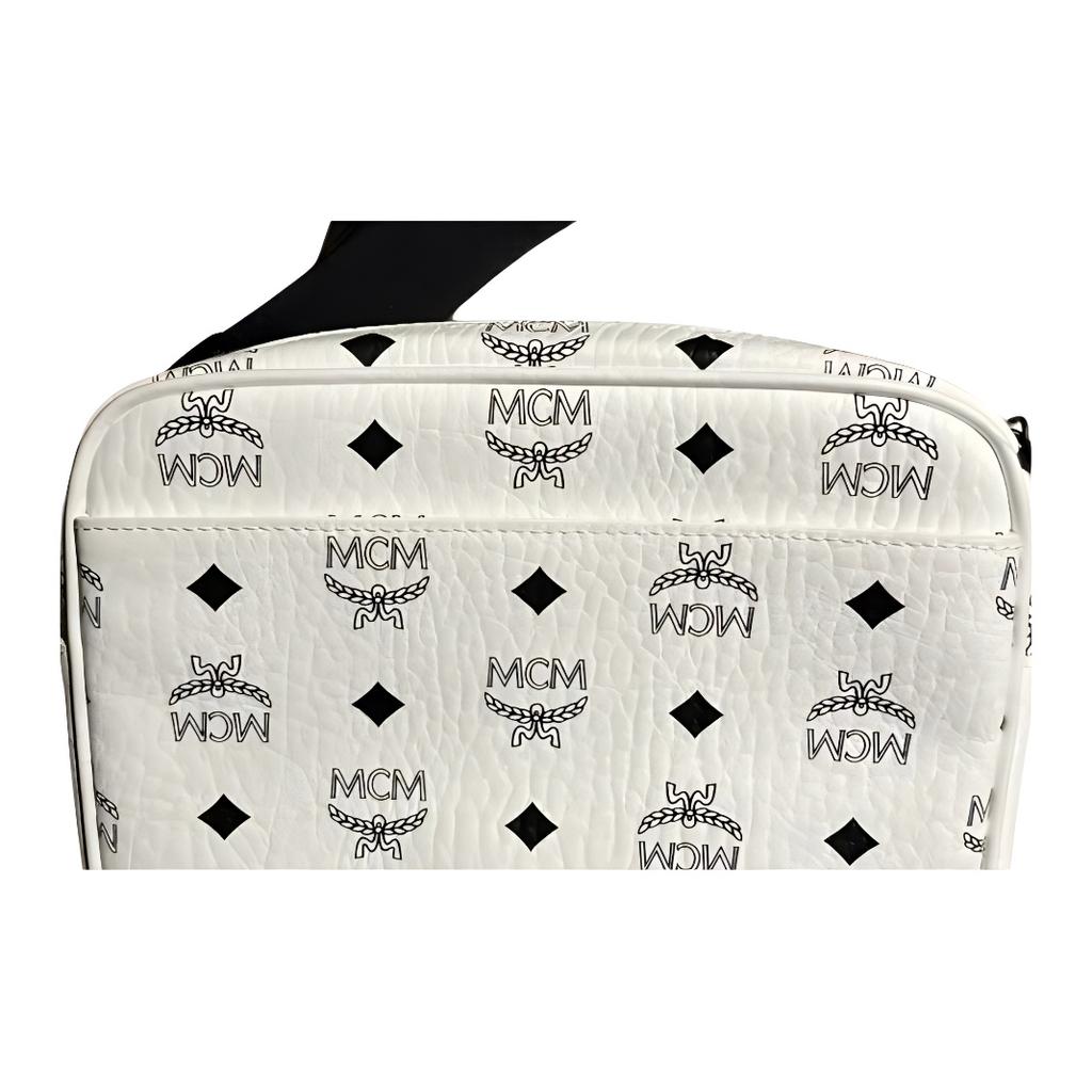 New MCM LOONEY TUNES Collaboration Limited Edition Coated Canvas Camera Bag, Shoulder Bag, Crossbody Bag Small Unisex White MMRDSTA07WT001