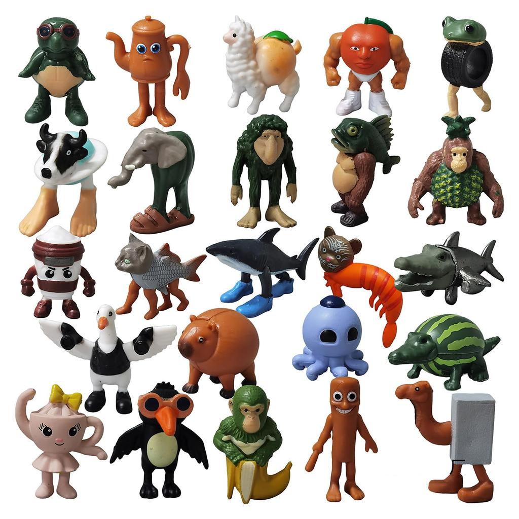 Aninako 24-teilige Tuntuntunsaful Figur Sammlerpuppenfigur Minifigur Merchandise Tralarello Italienisches Gehirnfäule Wahnsinn und Fantasie Memetisch