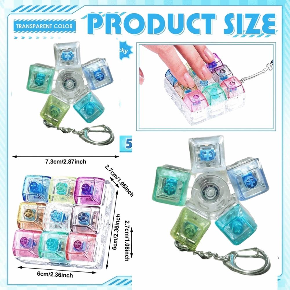 5-Button Stress Relief Keychain 9-Button Flash Pinch Toy New Luminous Keyboard Toy  Stress Relief