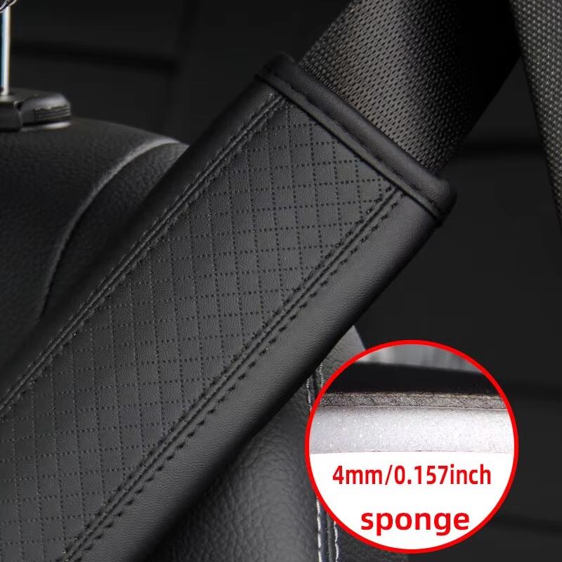 Embossed Fiber Leather Car Seat Belt Shoulder Strap Cover 1Pc Decompression Comfort Easy To Clean for Daily Use 1PCS