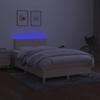 Exclusive House - Slatted Bed Base Mattress and LED Cream 120x190 Cm Fabric