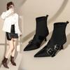 New Slim Fit Pointed Toe High Heel Boots Women Side Zipper Ankle Boots Autumn Winter