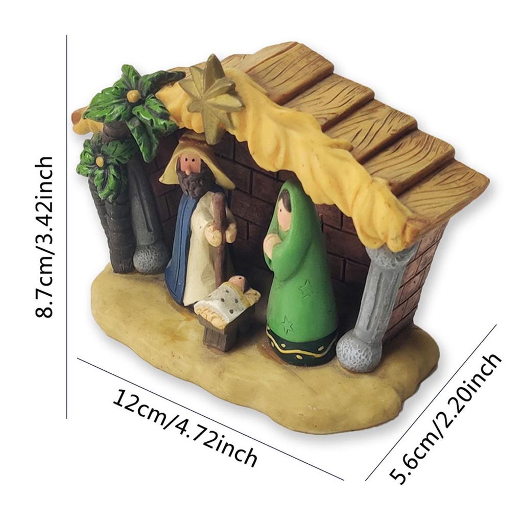 Resin Holy Family Figure Christmas Nativity Scene Figurine Religious Ornament Jesus Birth Sculptures Decoration