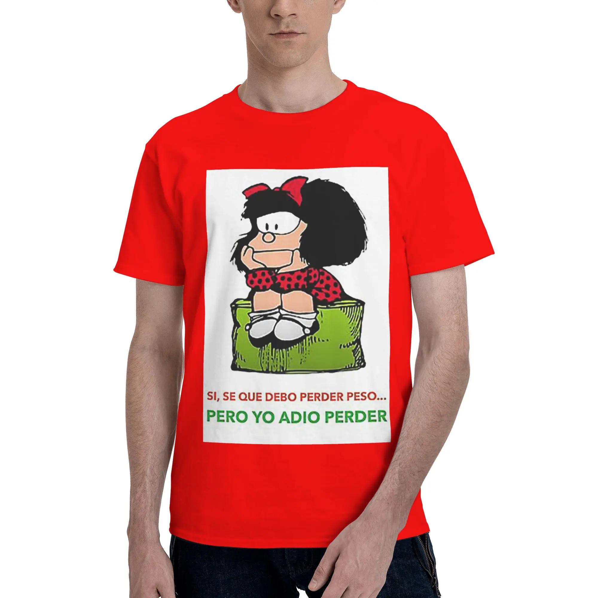 Mafalda Quino Comics Men TShirt Oversized T Shirts Mens Crew Neck Cotton Tees Short Summer Male S