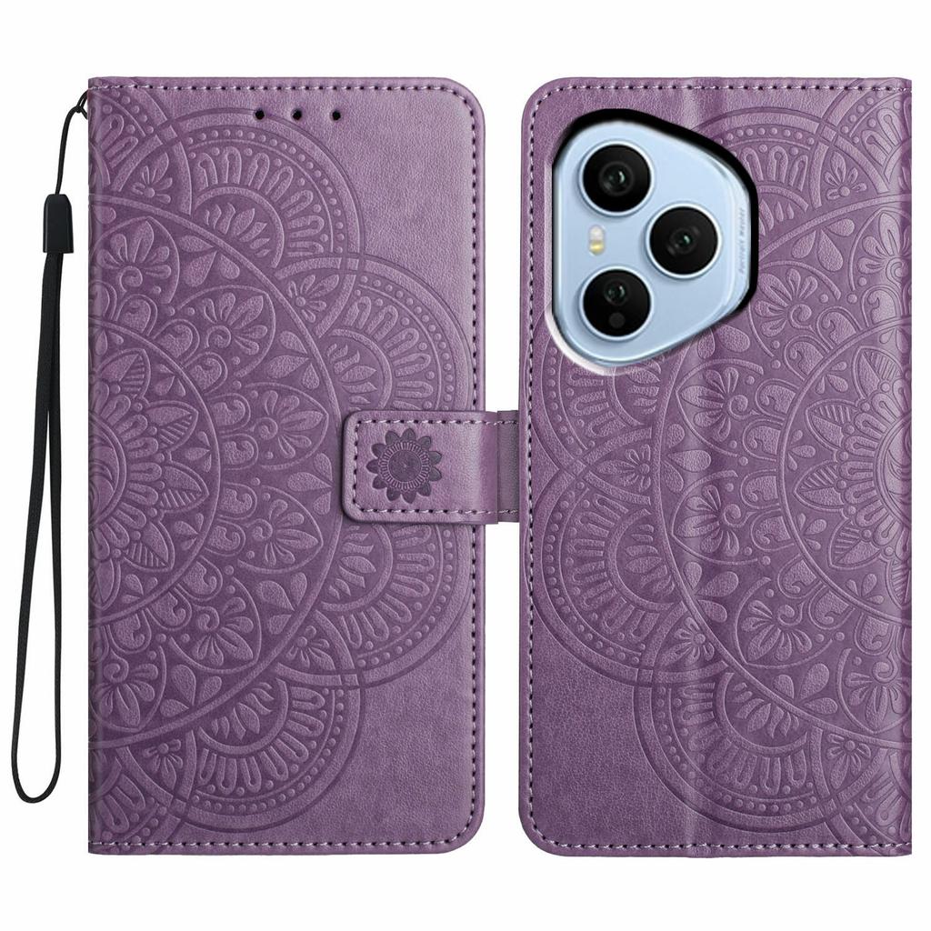 For Honor 400 Pro 5G (Global) Leather Case with Card Slots Mandala Pattern Phone Cover Stand