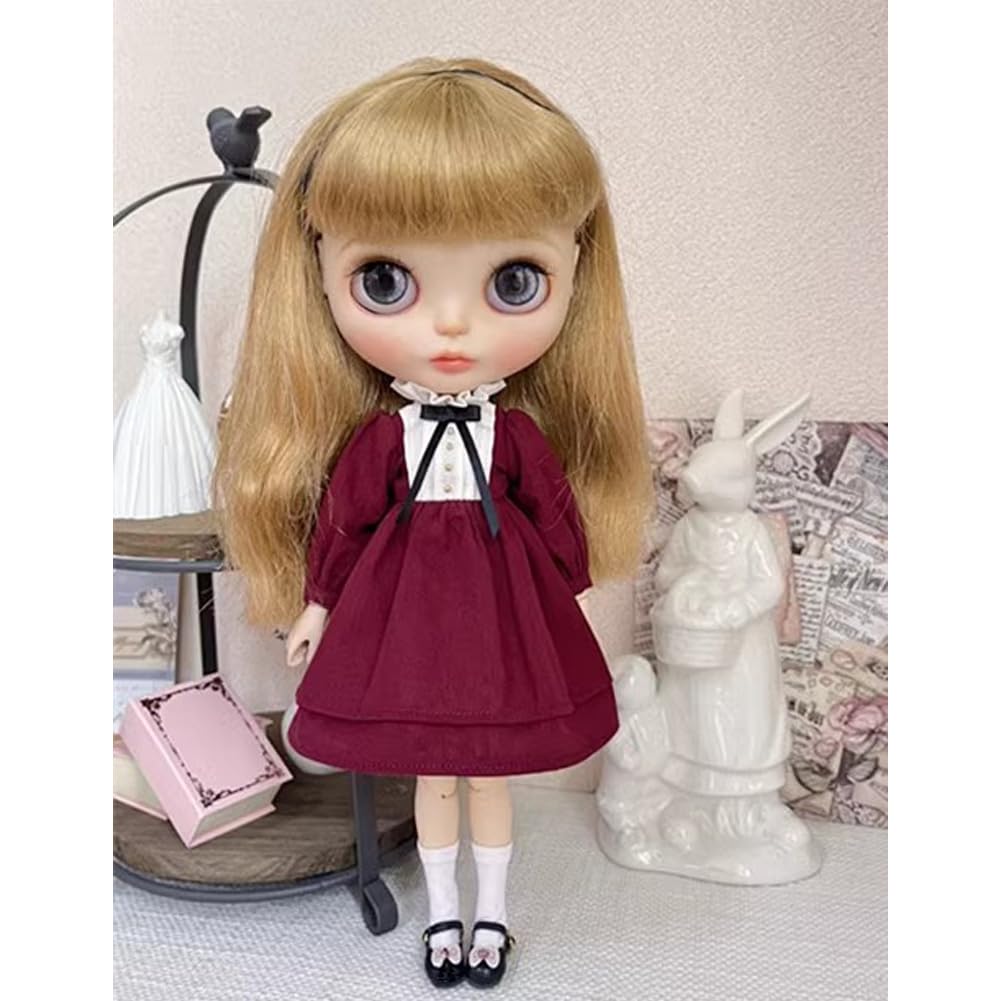Rakulifey Neo Blythe Outfit Dress for Obitsu 24 Dolls (Black)