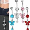 Rhinestone Zircon Navel Ring Stainless Steel Body Piercing Jewelry  Girl