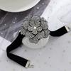 Exaggerated Romantic Big Flower Rhinestones Clavicle Chain Bracelet for Women Elegant Adjustable Choker Y2K Accessories