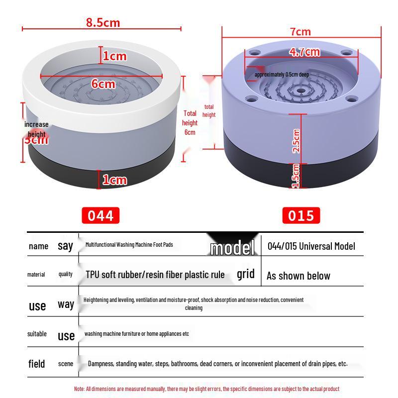 Universal Anti-Slip Vibration-Reducing Base Pad for Washing Machines & Refrigerators, Adjustable Height Stand
