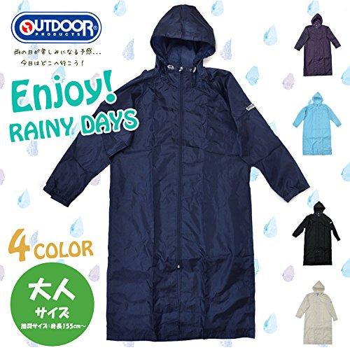 Outdoor Products Raincoat, Women's and Men's, Long, 06002292, Stylish Cycling Rainwear, Rain Suit, Raincoat, Adult Rain Gear
