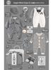 Newborn Baby Boy Gift Box: Off-White & Grey Striped Outfit - High-End Spring Festival Full Moon Collection