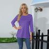 Women's O-neck 3/4 Sleeve Striped  Print Top