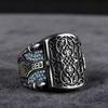 Luxury Luxury Engraving Craft Retro Flip Ring, American Armor Shield Shape Men's Ring Full of Diamond Hand Jewelry