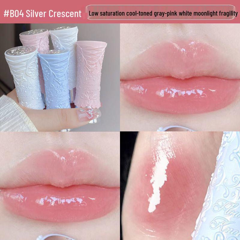 Flower Knows Swan Ballet Lip Glaze: Mirror Finish, Non-Transfer, Watery Light, Nude Lipstick for Women.