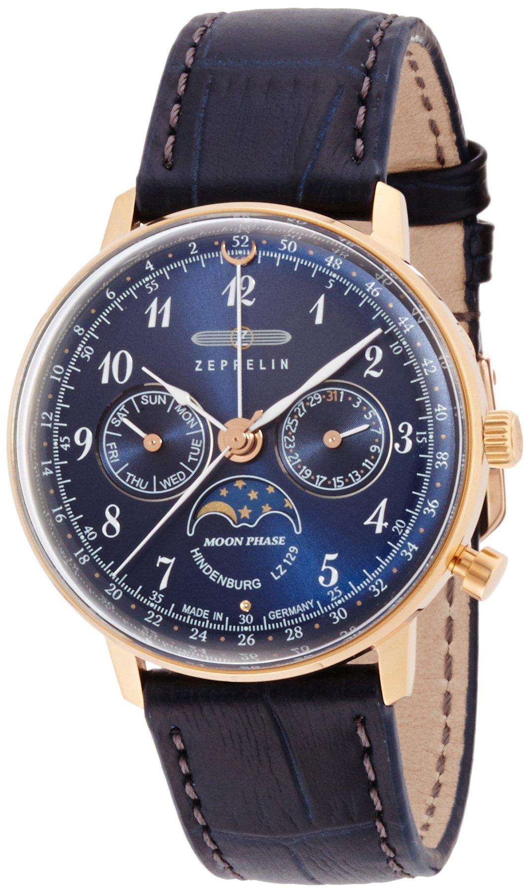 

ZEPPELIN Watch Hindenburg Blue Dial Moon Phase Display Day Date 70393 Imported [Zeppelin] Men s [Regular Product] [Goods]