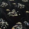 1meter Black Color Horse Pattern Embroidery Fabric Mulberry Silk Velvet Fabric for New Chinese-style Coat Vest Dress Cheongsam