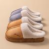 Baumwollpantoffeln Damen Saison warm und Samt dicke Sohlen drinnen und draußen Zuhause Tasche Kopf Paar flauschige Schuhe Wochenbett-Schuhe Herren