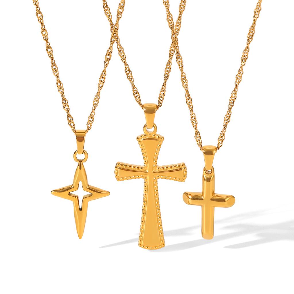Stainless steel pendant necklace cross necklace women's sweater chain light luxury high-end titanium steel jewelry