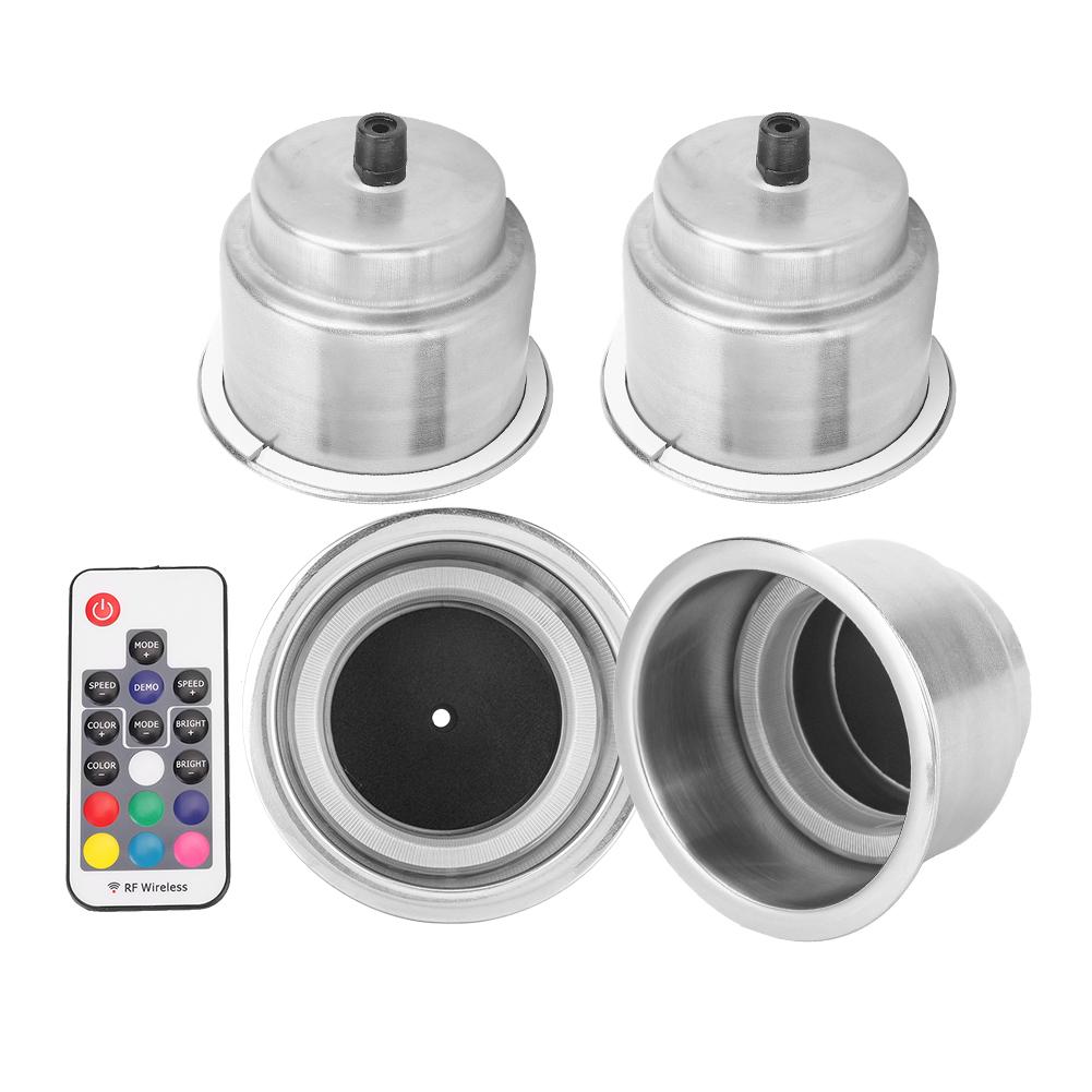 12V RGB LED Car Beverage Bottle Cup Holders with Remote Control for Marine RV Truck RGB Cup Holder LED Drink Cup Holder