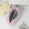 Large Capacity Pen Bag Organizer Simple Solid Color Quilted Pencil Case Cosmetic Bag Stationery Storage Pouch School Supplies