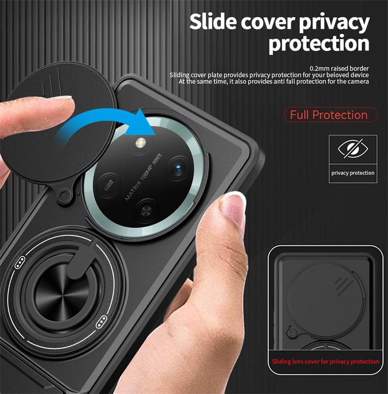 Armor Funda For Honor Magic7 Lite 5G Case Magnetic Holder Ring Stand Phone Cases For Honor Magic 7 Lite Slide Lens Protect Cover