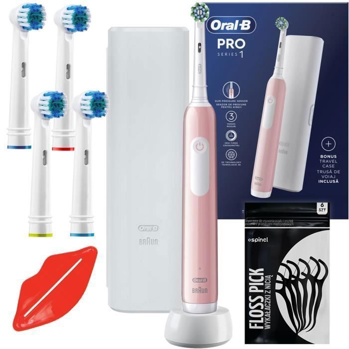Brosse à dents électrique - Oral-B - Pro Series 1 - 3 modes - Étui de voyage - 4 brossettes bonus