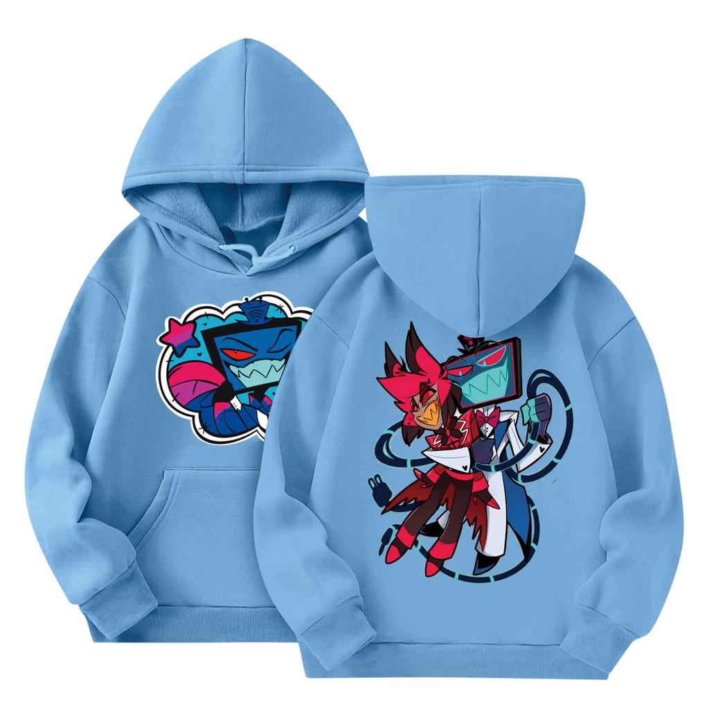 Child Fashion Lightweight Long Sleeve Pullover With Pockets Print Hoodie