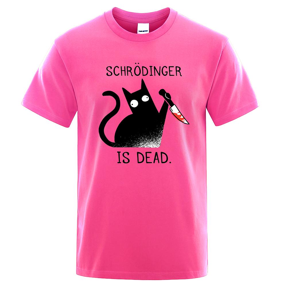 Schrodinger Is Dead Black Cat Tshirts Male Fashion 100% Cotton T-Shirt Hip Hop Loose Tee Clothes Casual Fashion Casual Tops Mens