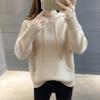 Hooded Sweater Women Loose Pullover Knit Sweater with Pockets for Outer Wear Base Knit Jumper